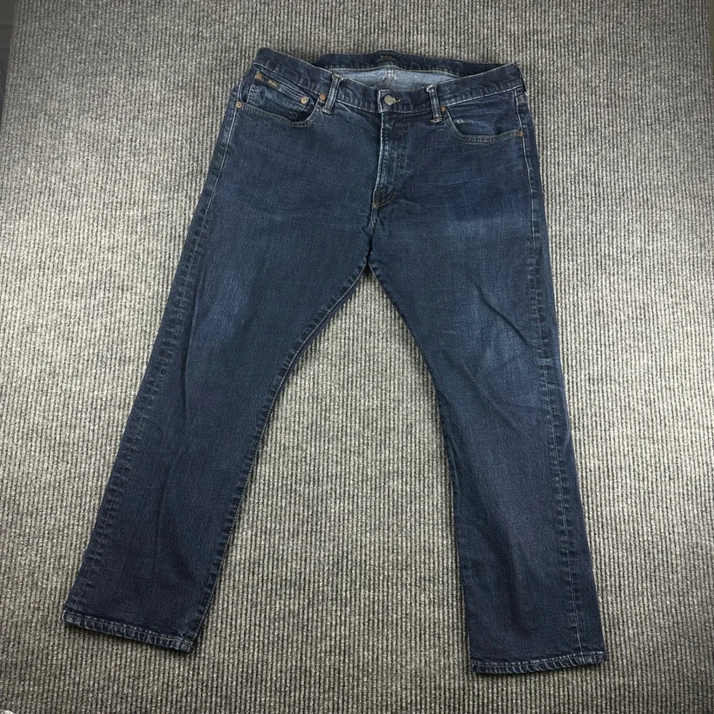 Polo Ralph Lauren Varick Slim Straight Jeans Mens 38x30 Dark Wash Blue Denim